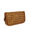 Women's leather wallet with wide weave