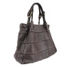 Leather handbag with buckle handles
