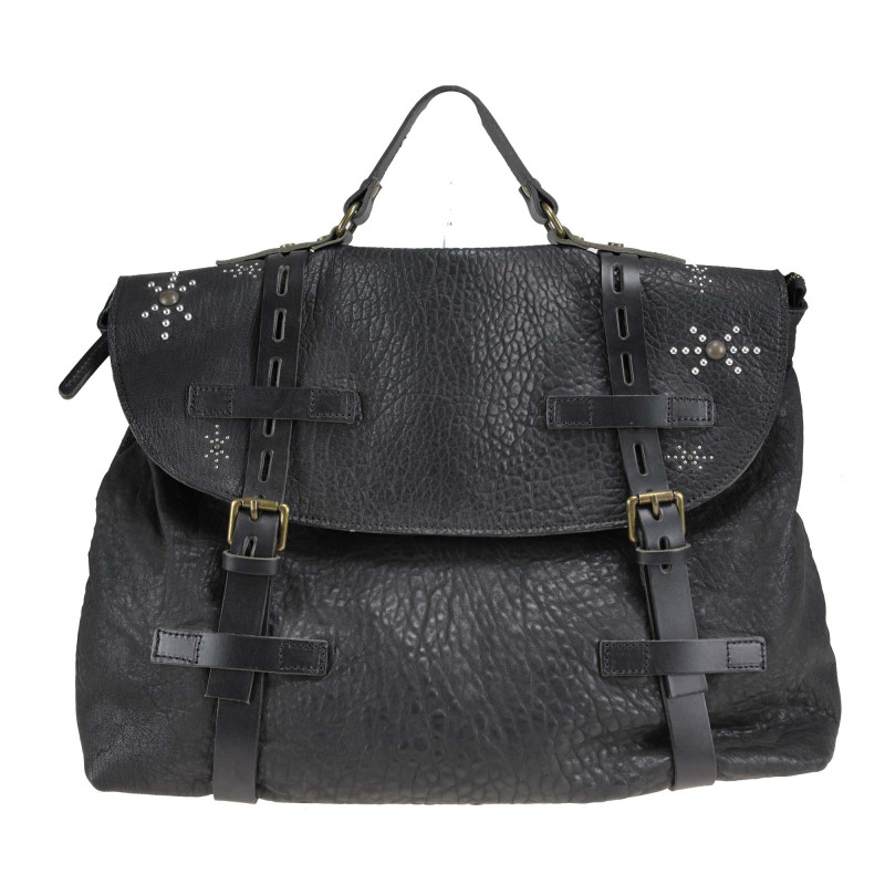 Leather backpack with...