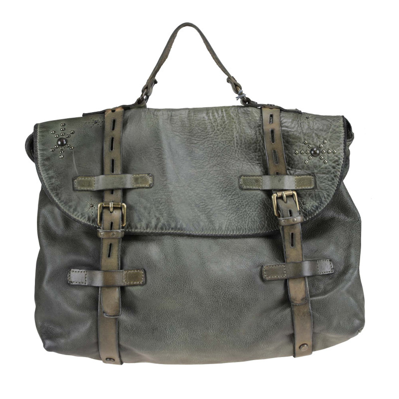 Leather backpack with satchel design