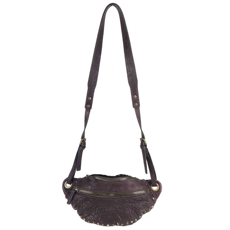 Shoulder bag-Leather bum bag with studs - Small version