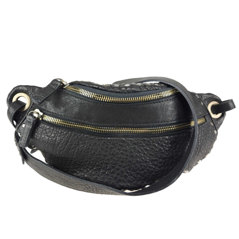 Shoulder bag-Leather bum bag with studs - Small version
