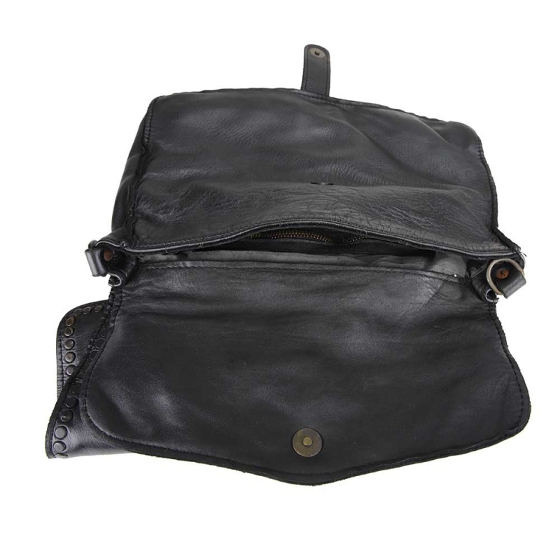 Studded leather shoulder bag