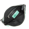 Laser-cut leather clutch bag with adjustable shoulder strap