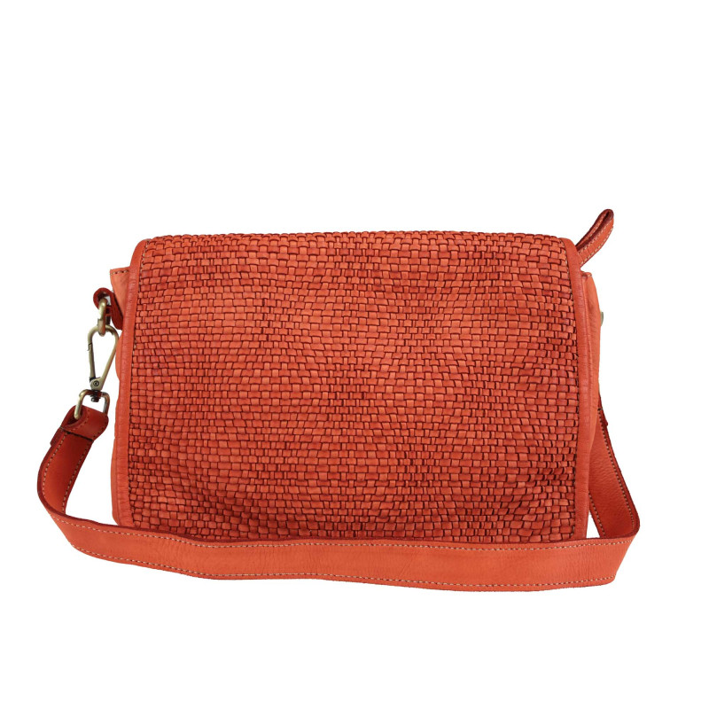 Cross-body bag in aged effect leather