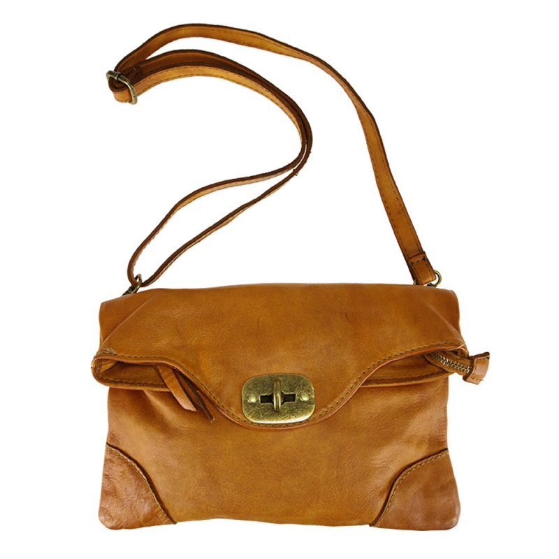 Cross-body in smooth vintage-effect leather