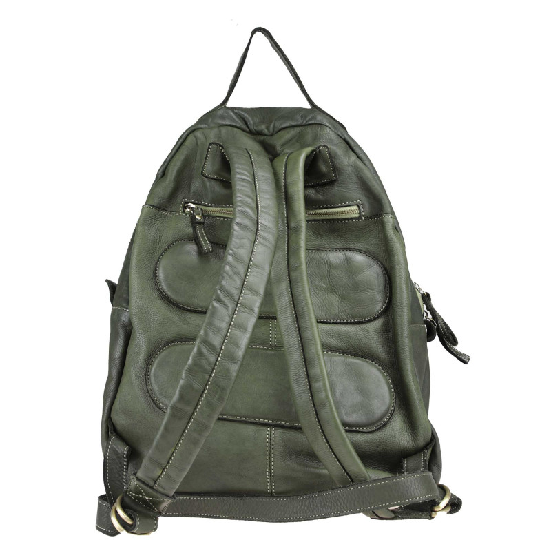 Large unisex backpack in vintage effect leather