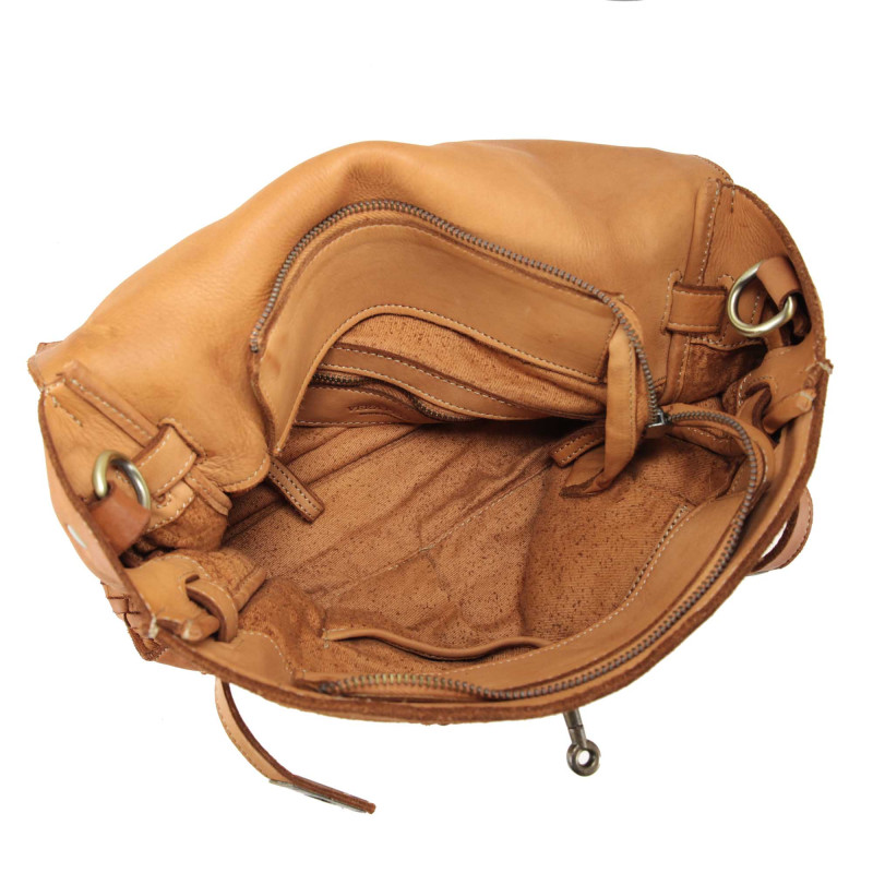 Vintage effect woven leather handbag