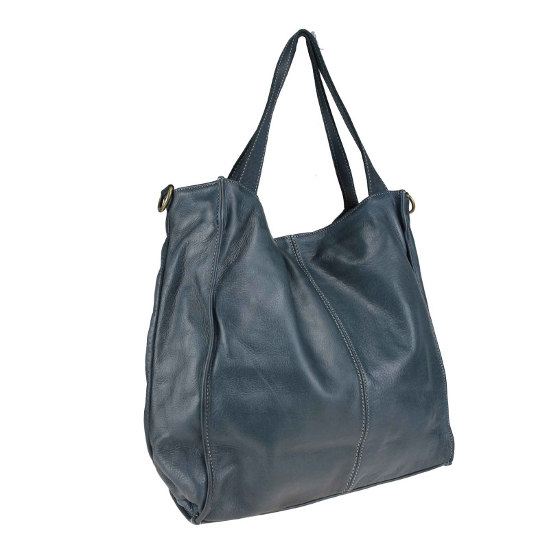 Smooth leather shopping bag with gradient effect