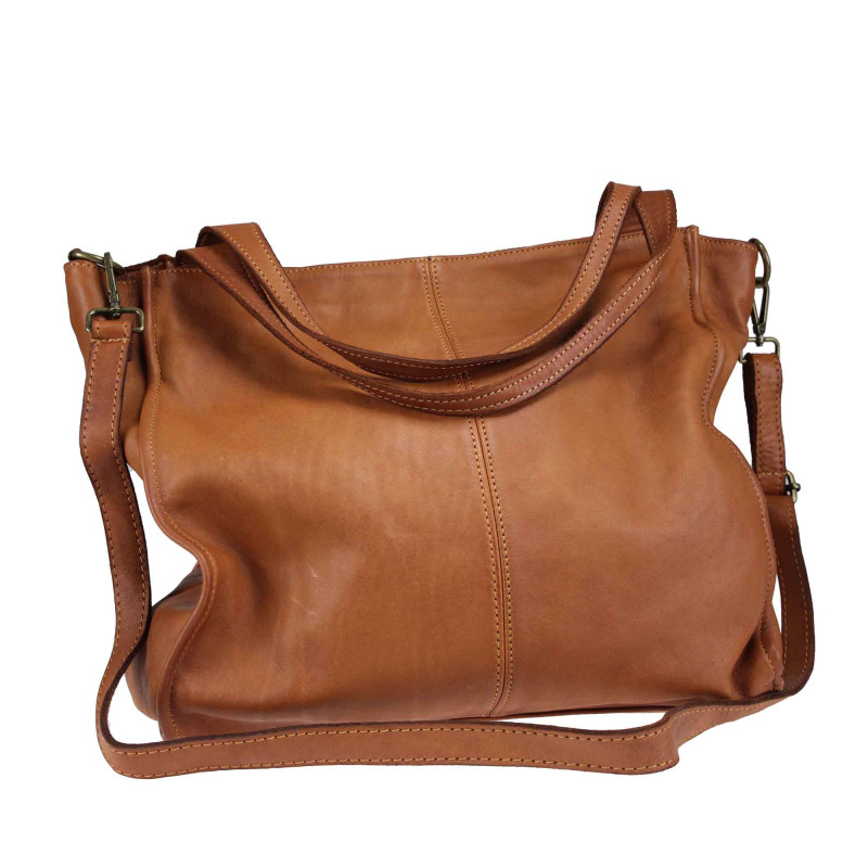 Smooth leather shopping bag with gradient effect