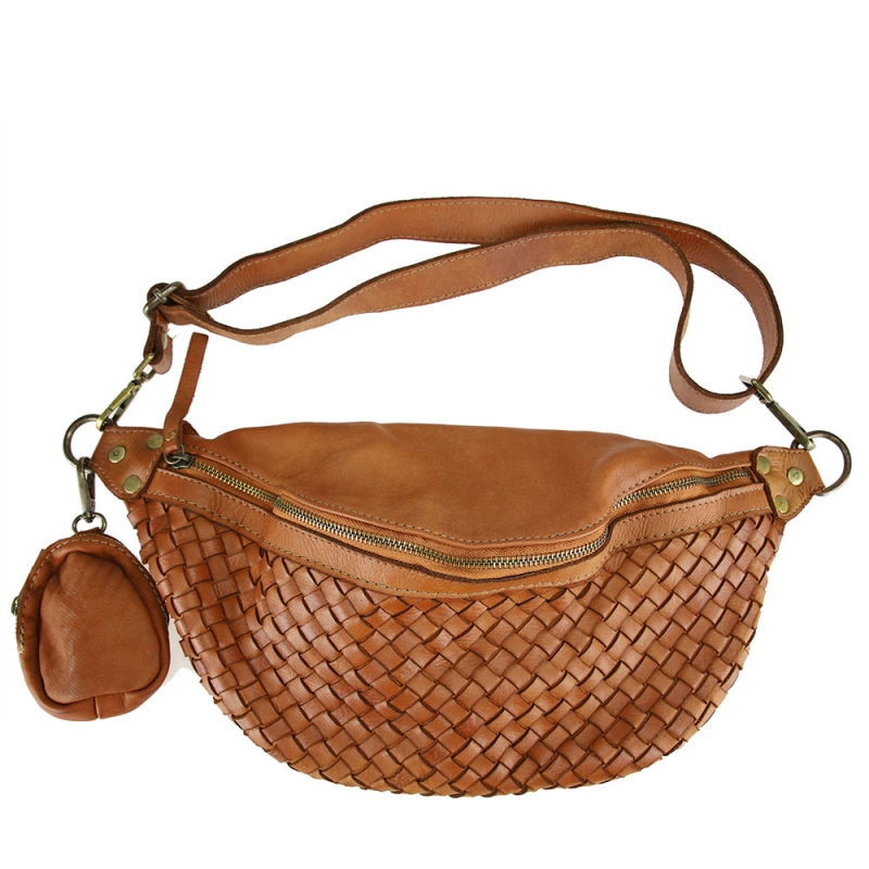 Braided leather bumbag with...
